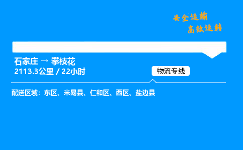 石家莊到攀枝花物流專線-專業(yè)承攬石家莊至攀枝花貨運(yùn)-保證時(shí)效